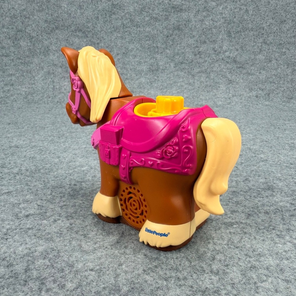 Fisher-Price Little People Disney Princess Brown Horse Sound Toy Pink Saddle - Picture 5 of 13